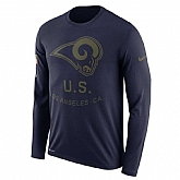 Men's Los Angeles Rams Nike Salute to Service Sideline Legend Performance Long Sleeve T-Shirt Navy,baseball caps,new era cap wholesale,wholesale hats